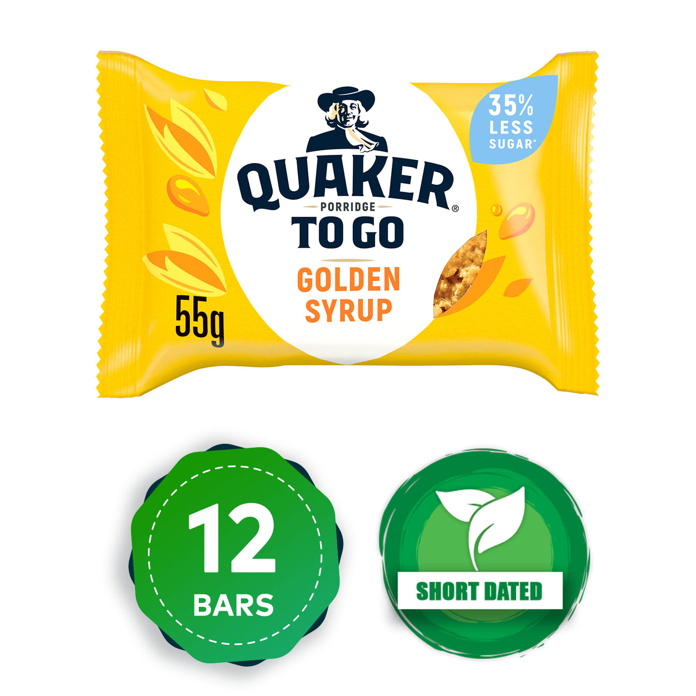 Quaker Breakfast Bar Porridge To Go Cereal Golden Syrup Oat 12 x 55g - Image 10