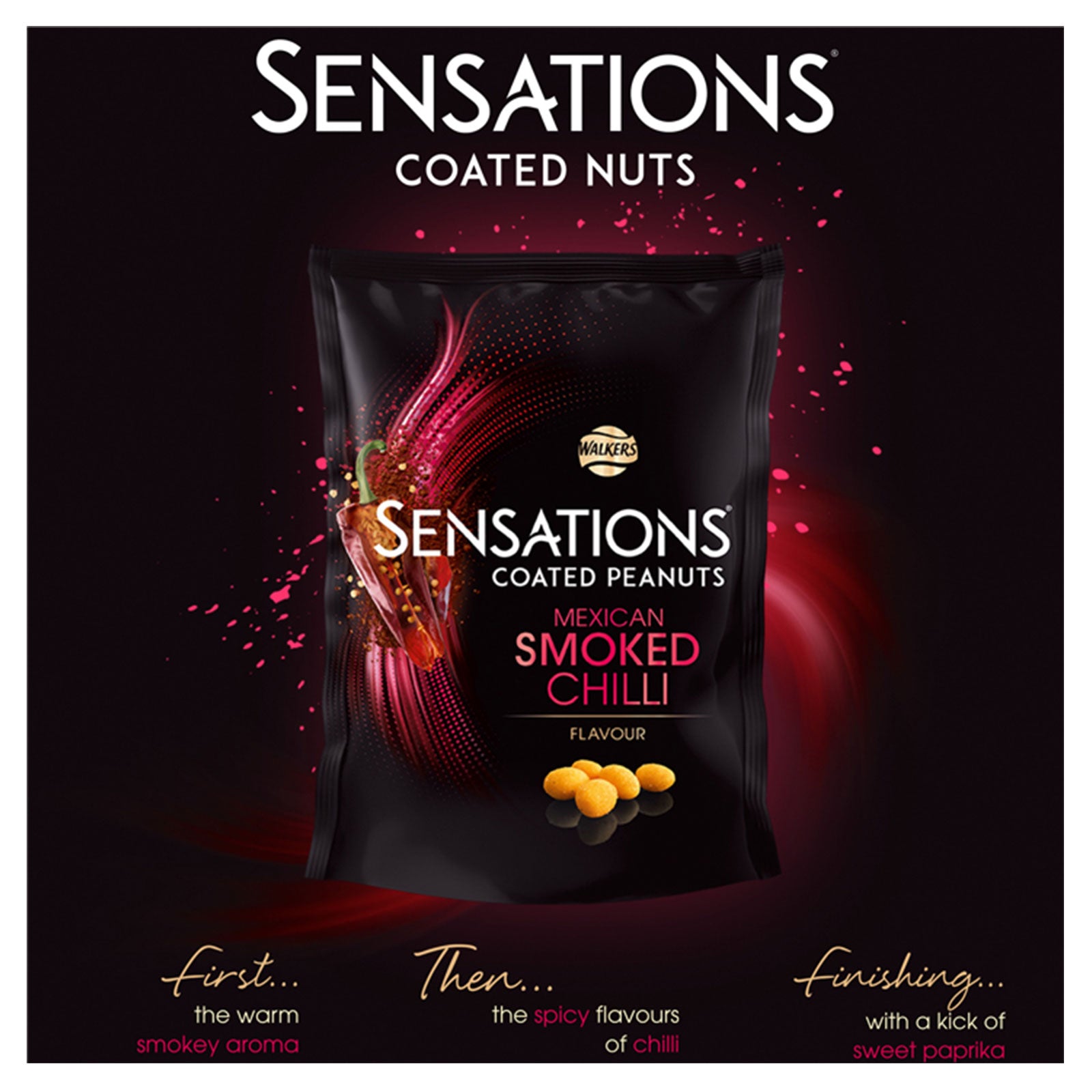 Sensations Peanuts Snack Smoked Chilli Coated Bundle of 8 x 150g Bags - Image 2