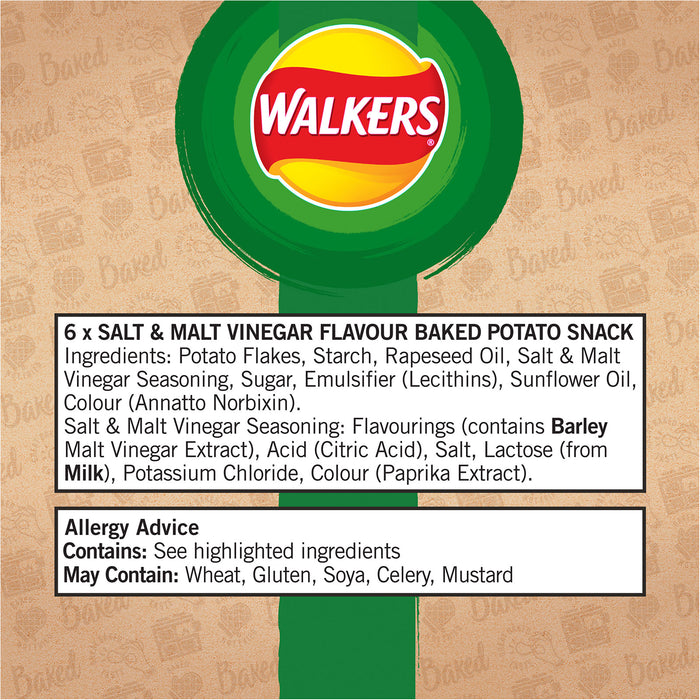 Walkers Baked Crisps Salt & Vinegar Multipack Snacks 18 x 6 Bags - Image 4