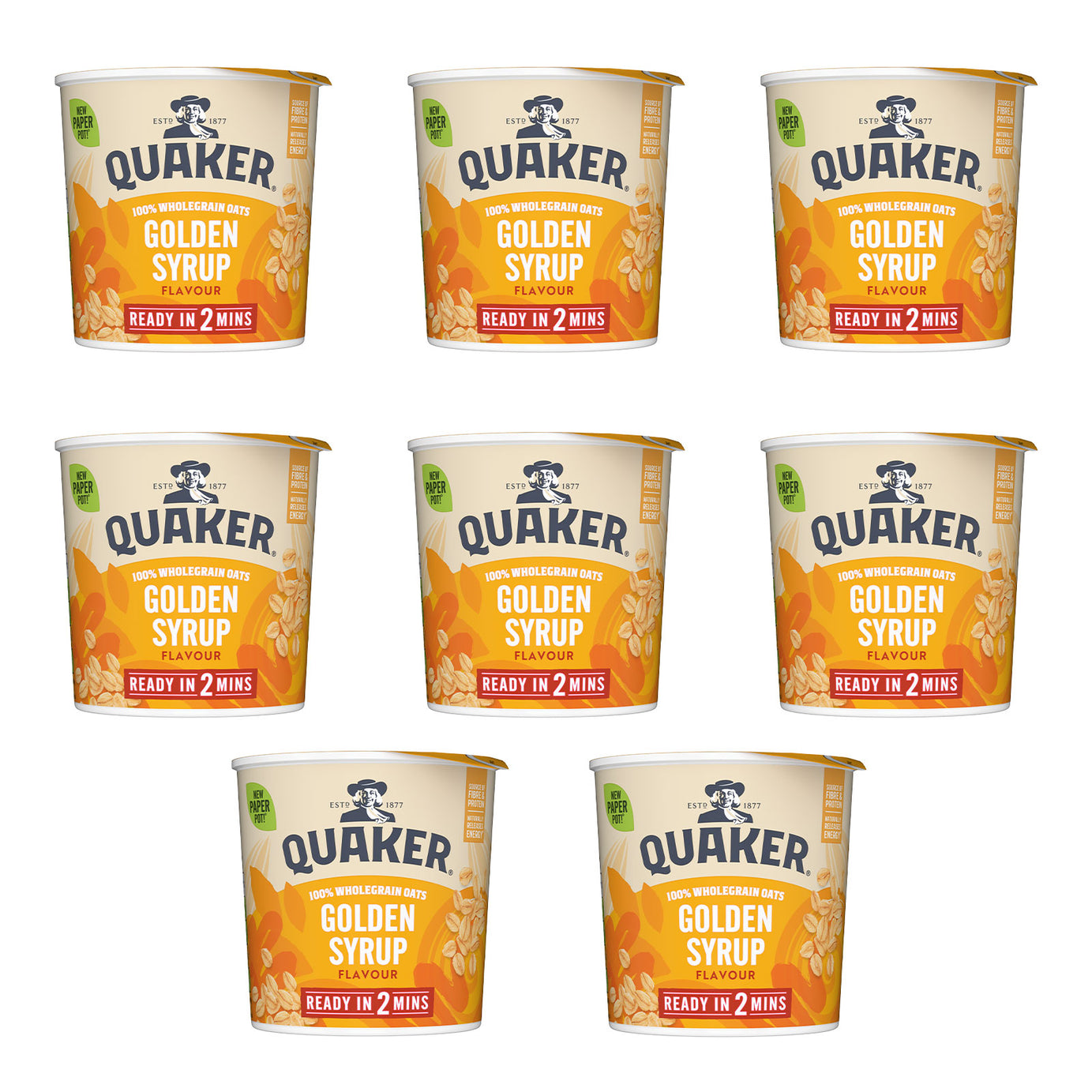 Quaker Porridge Oats Oat So Simple Golden Syrup 57g Pack of 8 - Image 2