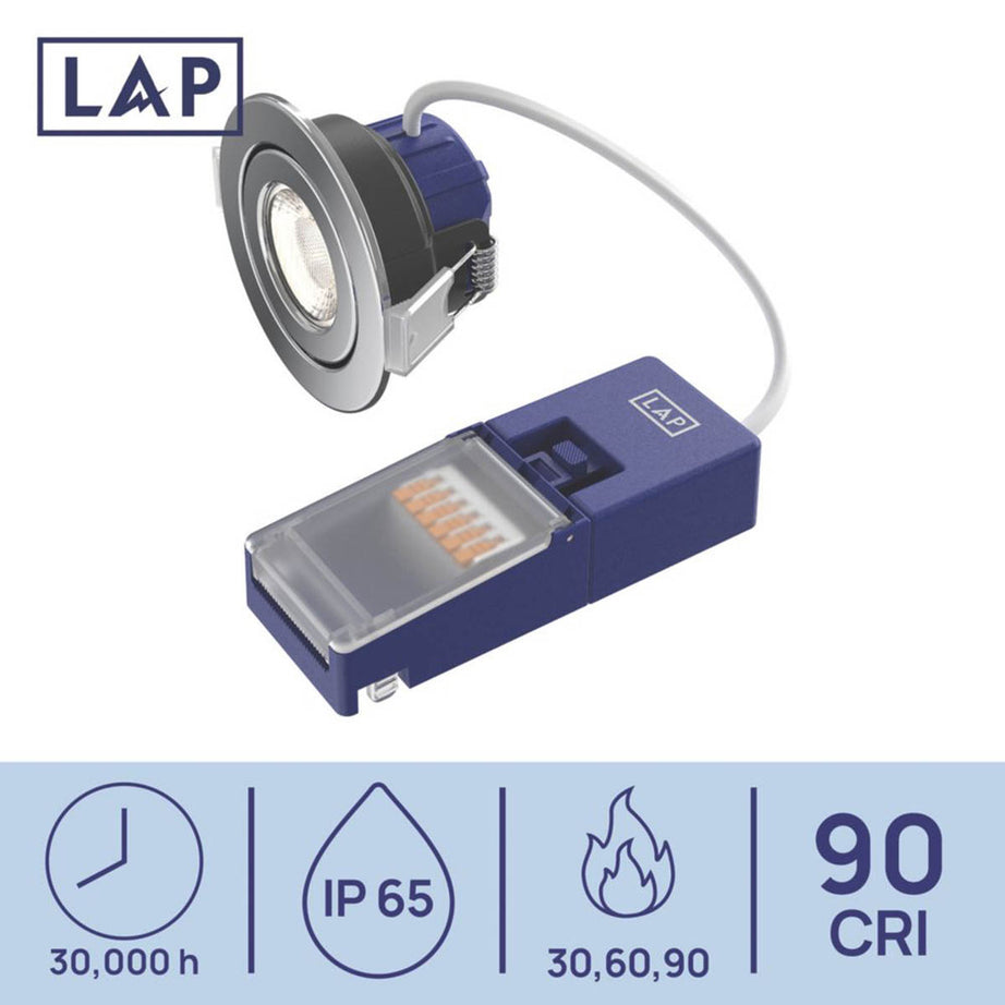 LED Downlights Tilt Fire Rated Bathroom Polished Chrome Dimmable CCT 10 Pack - Image 3