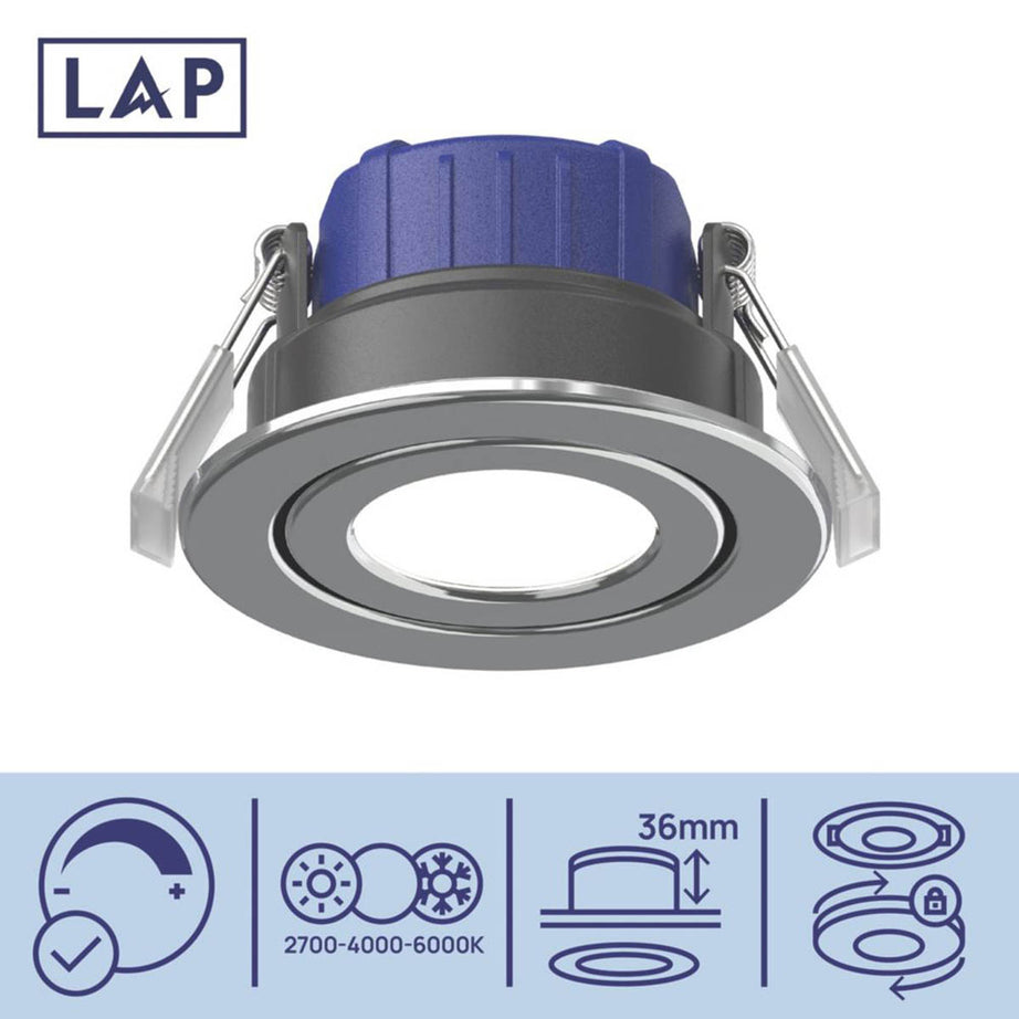 LED Downlights Tilt Fire Rated Bathroom Polished Chrome Dimmable CCT 10 Pack - Image 4