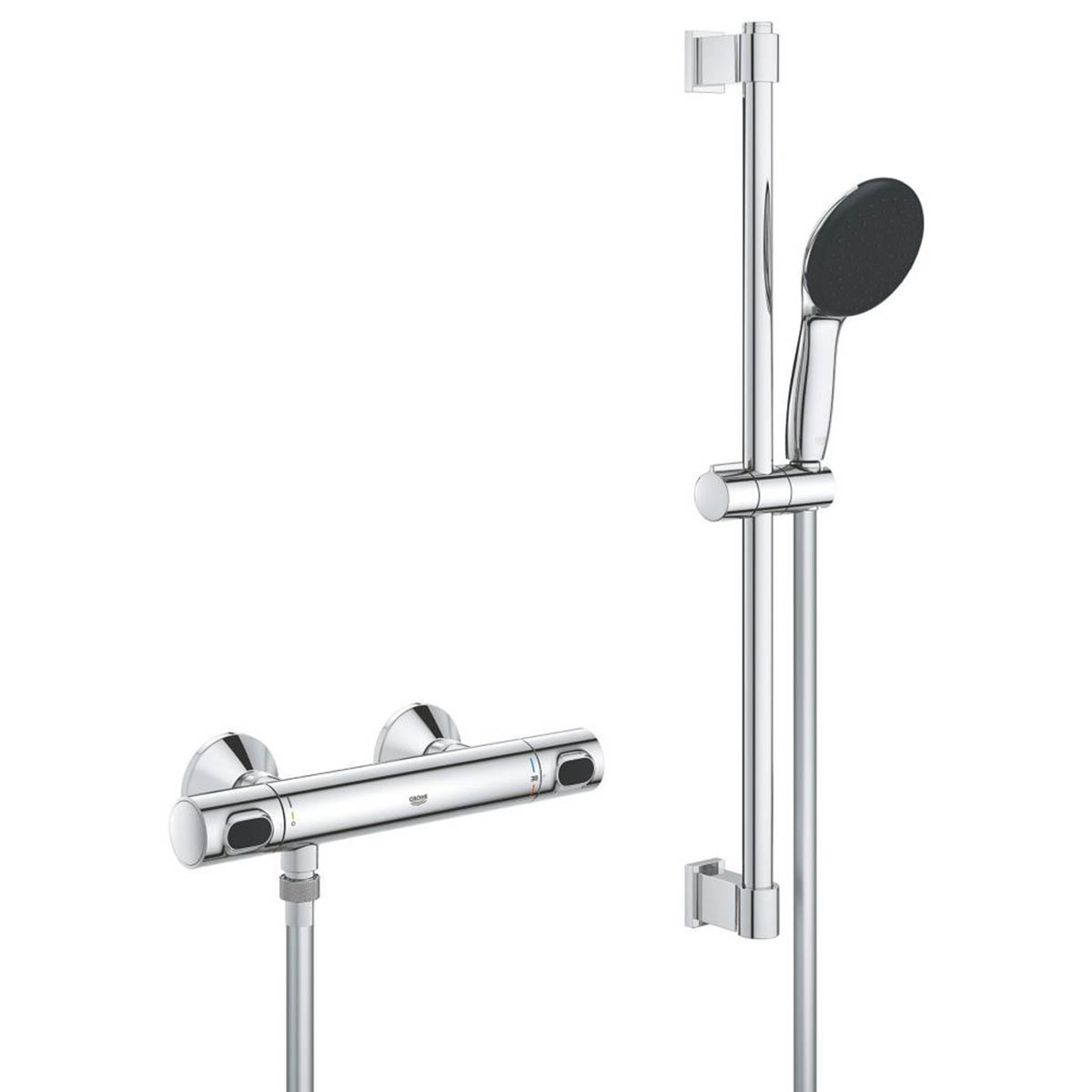 Grohe Shower Mixer Set Thermostatic Chrome Single Spray Pattern Adjustable - Image 1