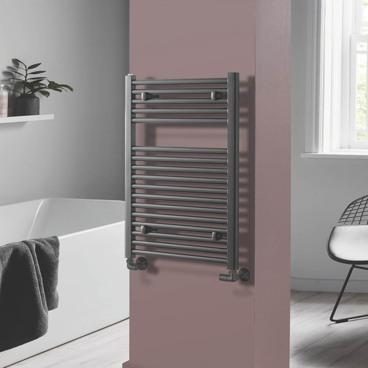 Towelrads Pisa Premium Towel Radiator Anthracite Flat 800x600mm - Image 2