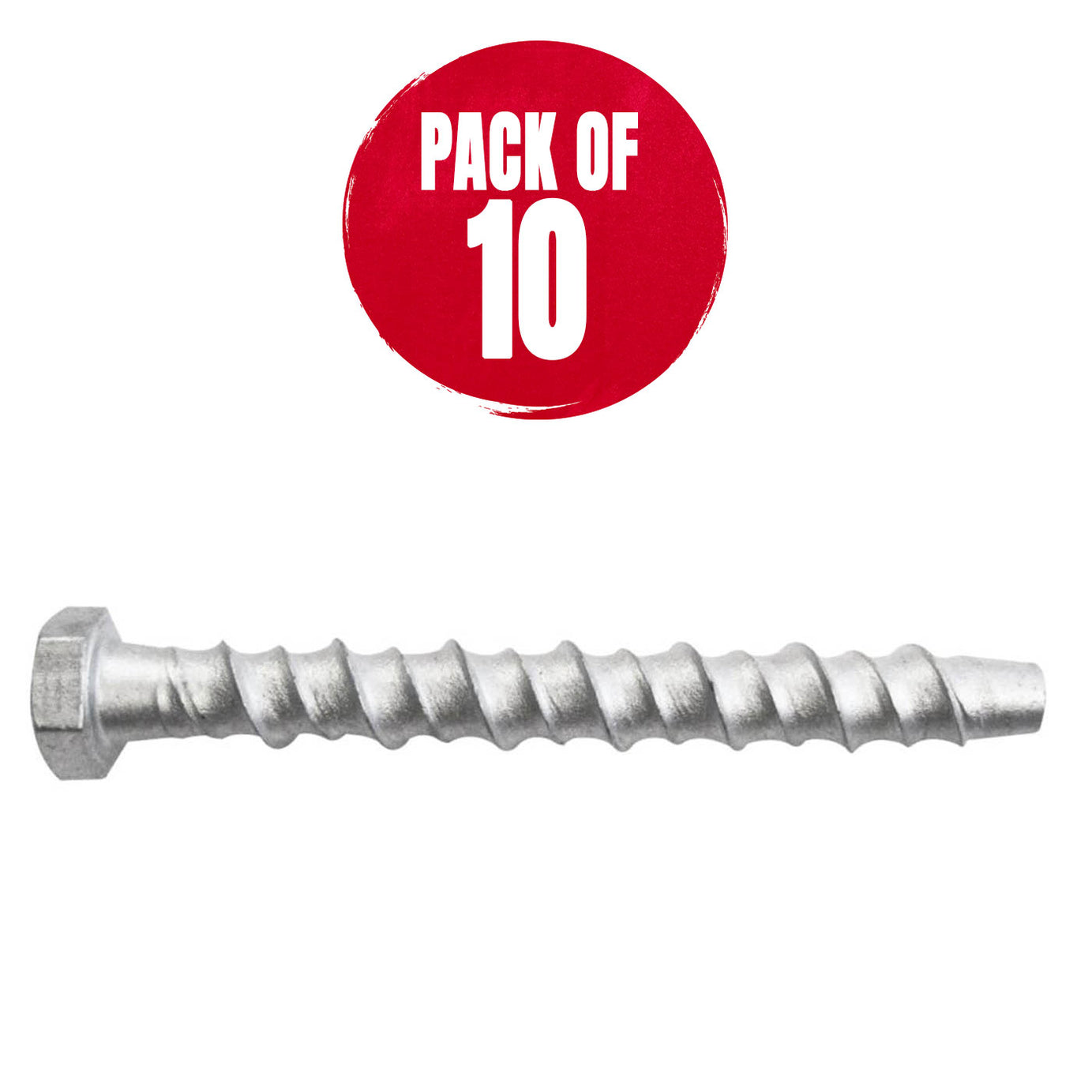 Rawlplug Masonry Bolts Hex Zinc-Plated Steel Reusable 12mm x 140mm 10 Pack - Image 1