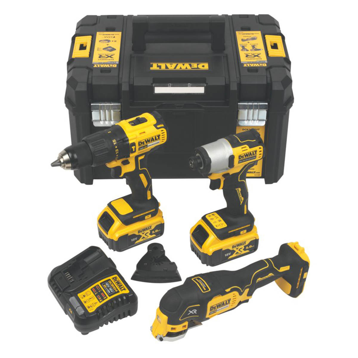 DeWalt Combi Drill Impact Drive Multi-Cutter Set Cordless 18V 2x5Ah DCK328P2T-GB - Image 1