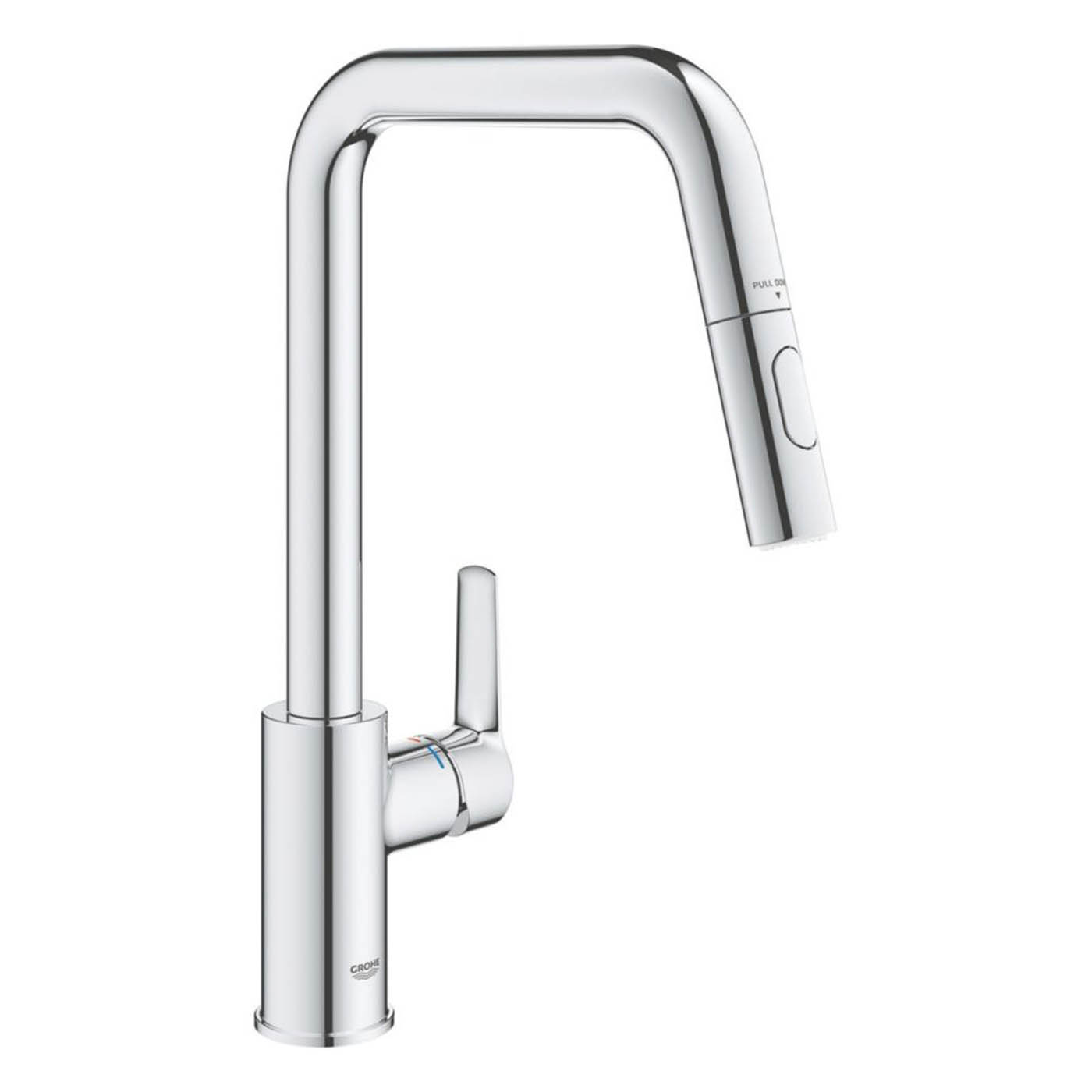 Grohe Kitchen Tap Mono Mixer Chrome Single Lever Pull Out Spout Modern Faucet - Image 1