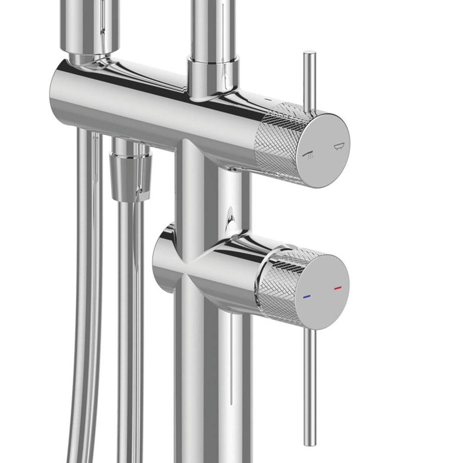 Swirl Shower Mixer Tap Melba Floor Mounted Single Control Manual Chrome 1161mm - Image 4
