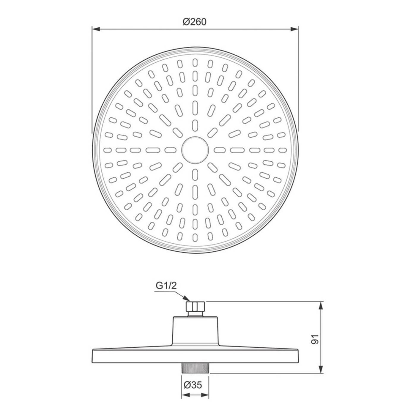 Ideal Standard Alu+ Fixed Rain Shower Head Silver 260mm - Image 2