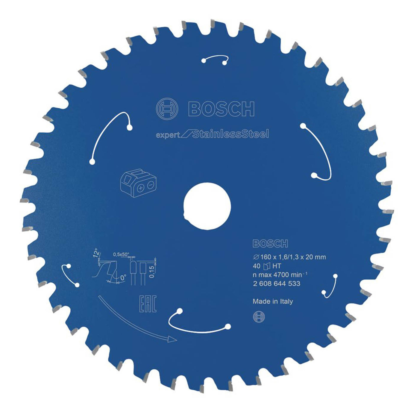 Bosch Circular Saw Blade Expert 160x20mm Fine Cut 40 Teeth For Stainless Steel - Image 1