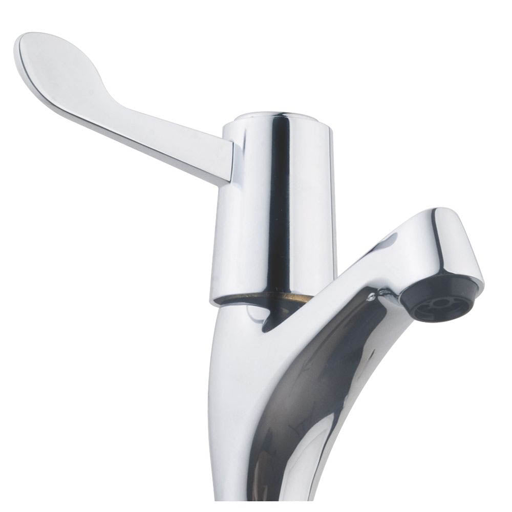 Pillar Sink Taps High Neck Single Lever Chrome Pillar ¼ turn Ceramic Discs - Image 2