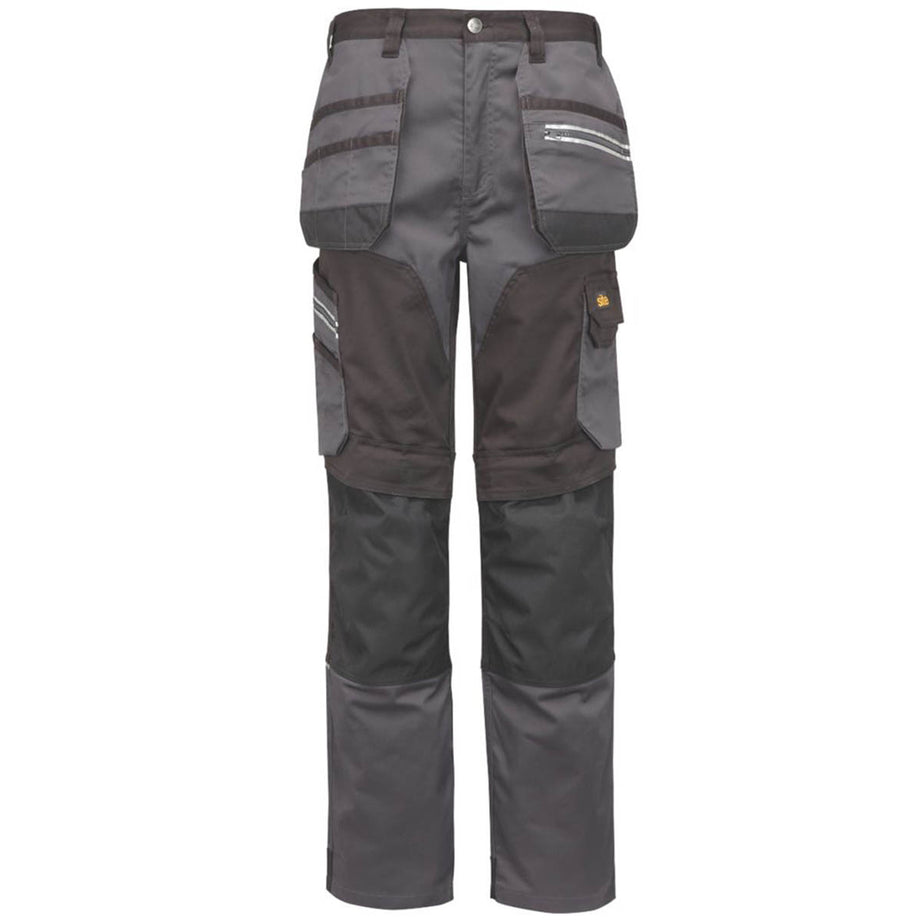 Site Work Trousers Mens Regular Fit Grey Black Stretch Multi Pockets 34"W 32"L - Image 2