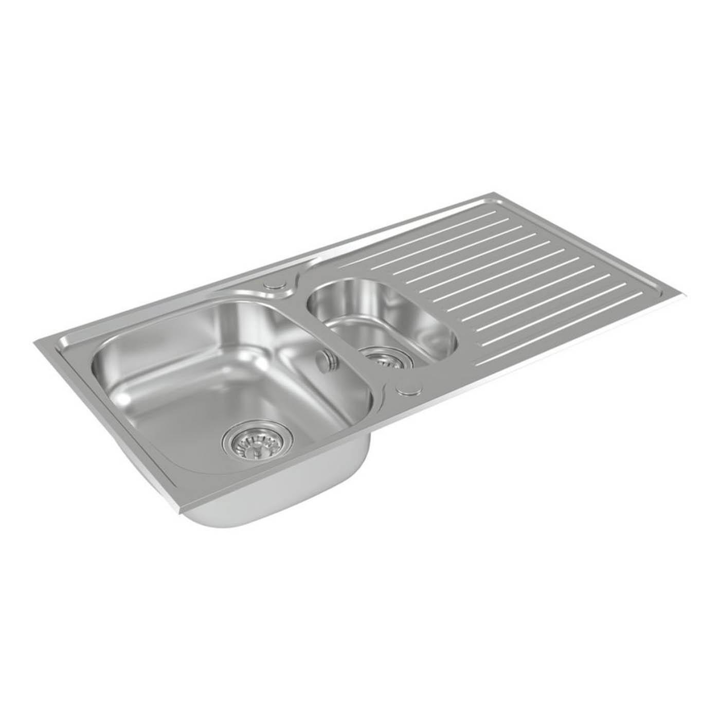 Carysil EA07 1.5 Bowl Stainless Steel Inset Kitchen Sink  965mm x 500mm - Image 4