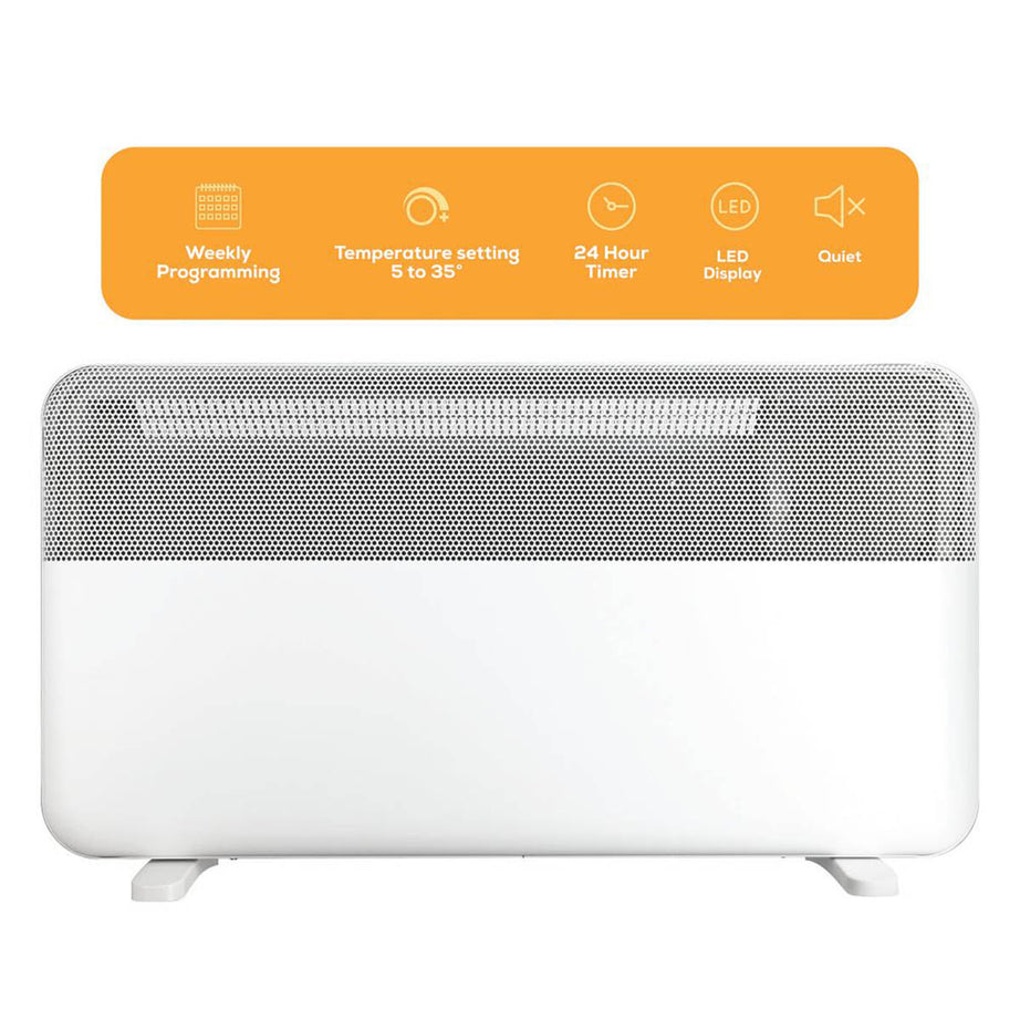 Convector Panel Heater Electric White Portable Wall Mounted 1 Heat Setting 2000W - Image 2