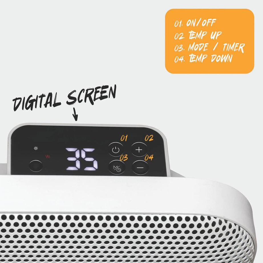 Convector Panel Heater Electric White Portable Wall Mounted 1 Heat Setting 2000W - Image 3