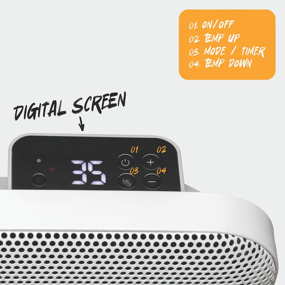 Convector Panel Heater Electric White Portable Wall Mounted 1 Heat Setting 2000W - Image 3