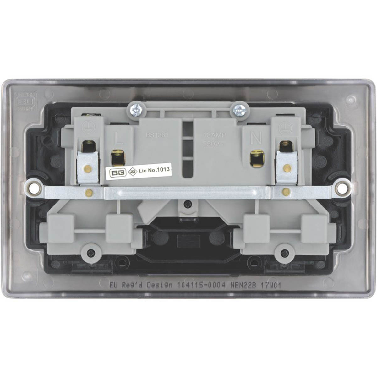 British General Switched Plug Sockets Black Nickel Metal 13A 2-Gang DP 5 Pack - Image 3