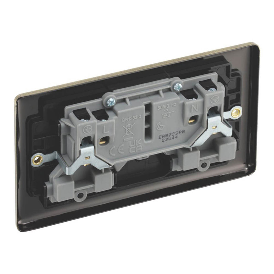 LAP Switched Sockets Double 13A 2 Gang SP Antique Brass Black Inserts 5 Pack - Image 3