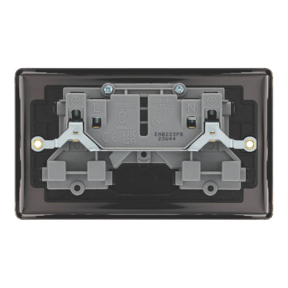 LAP Switched Sockets Double 13A 2 Gang SP Antique Brass Black Inserts 5 Pack - Image 5