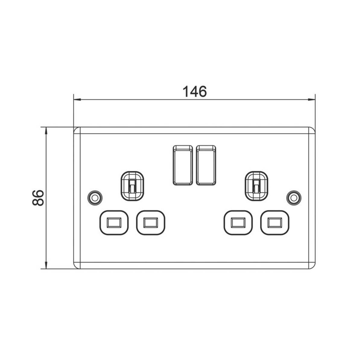 LAP Switched Sockets Double 13A 2 Gang SP Antique Brass Black Inserts 5 Pack - Image 6