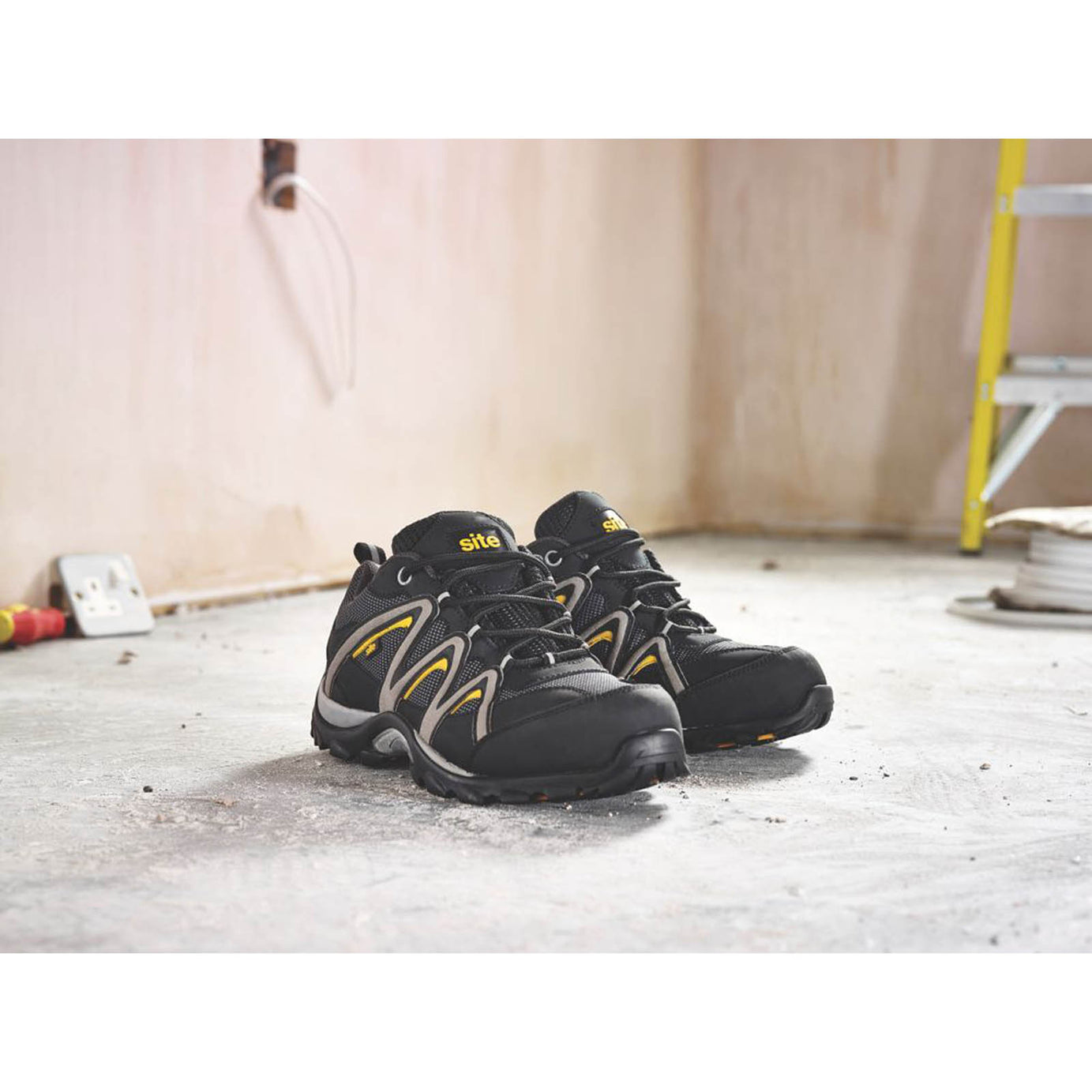 Site Safety Trainers Mens Standard Fit Black Leather Steel Toe Cap Size 7 - Image 2