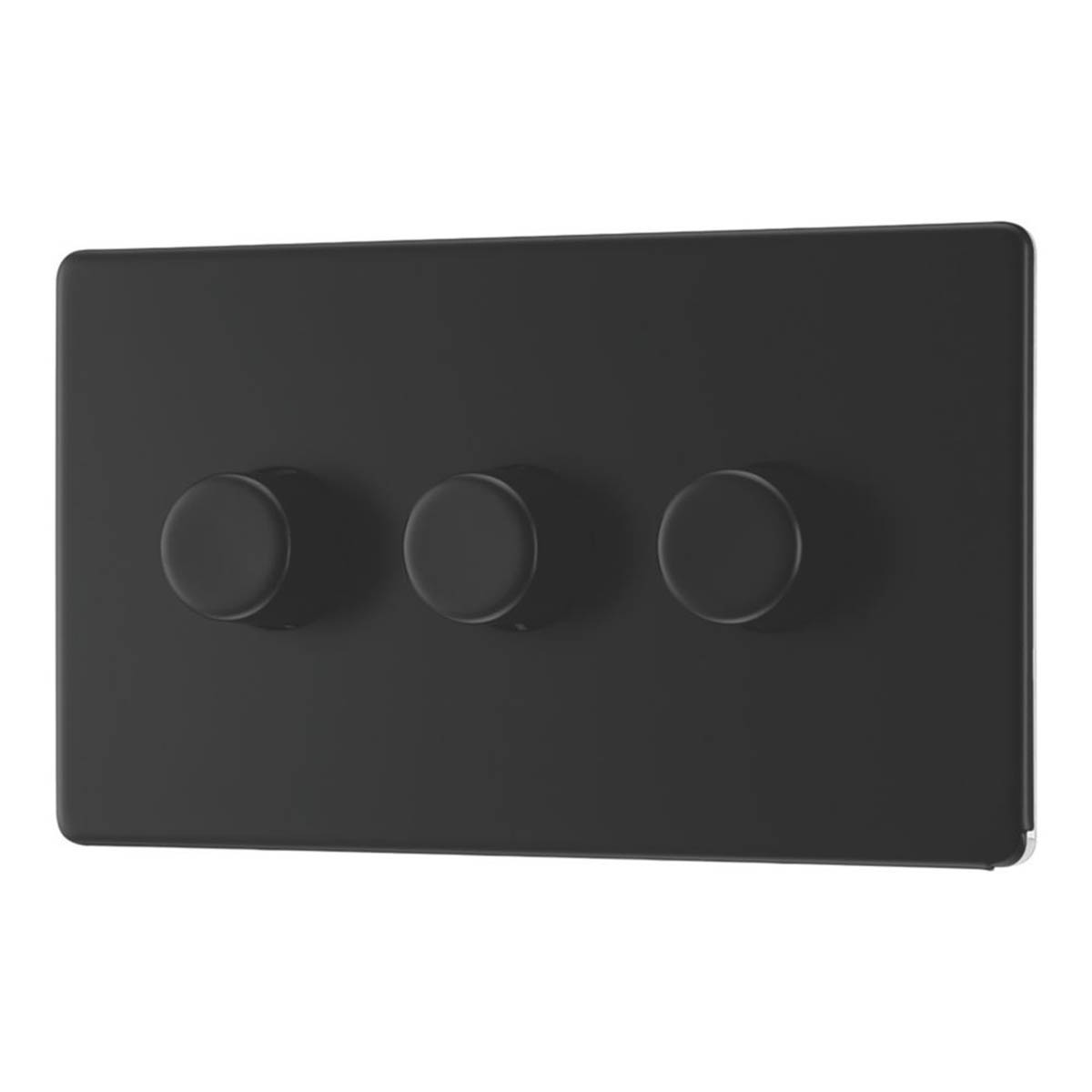 LAP  3-Gang 2-Way LED Dimmer Switch  Matt Black with Colour-Matched Inserts - Image 1