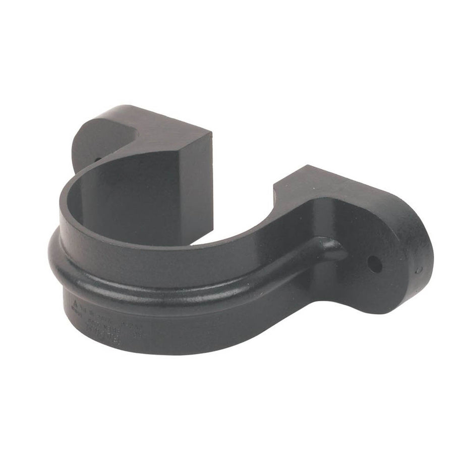 FloPlast Cast Iron Effect Downpipe Round Pipe Clip Black 68mm 10 Pack - Image 1