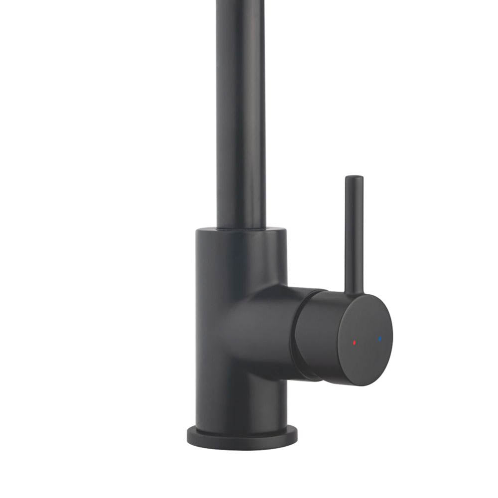 Kitchen Tap Mono Mixer Matt Black Single Lever Ceramic Cartridge Modern Faucet - Image 3