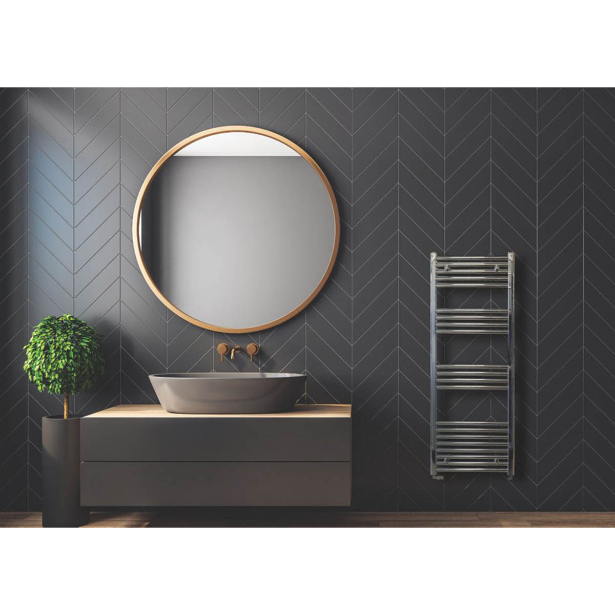 Towelrads Towel Rail Radiator Chrome Flat Tubular Warmer 1200 x 600mm 1358BTU - Image 2