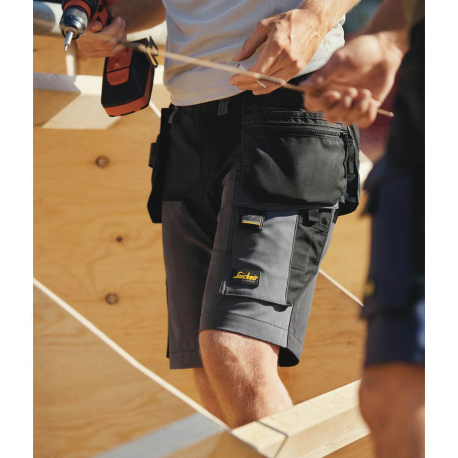 Snickers Work Shorts Mens Grey Black Stretch Breathable Multi Pockets 33"W - Image 3