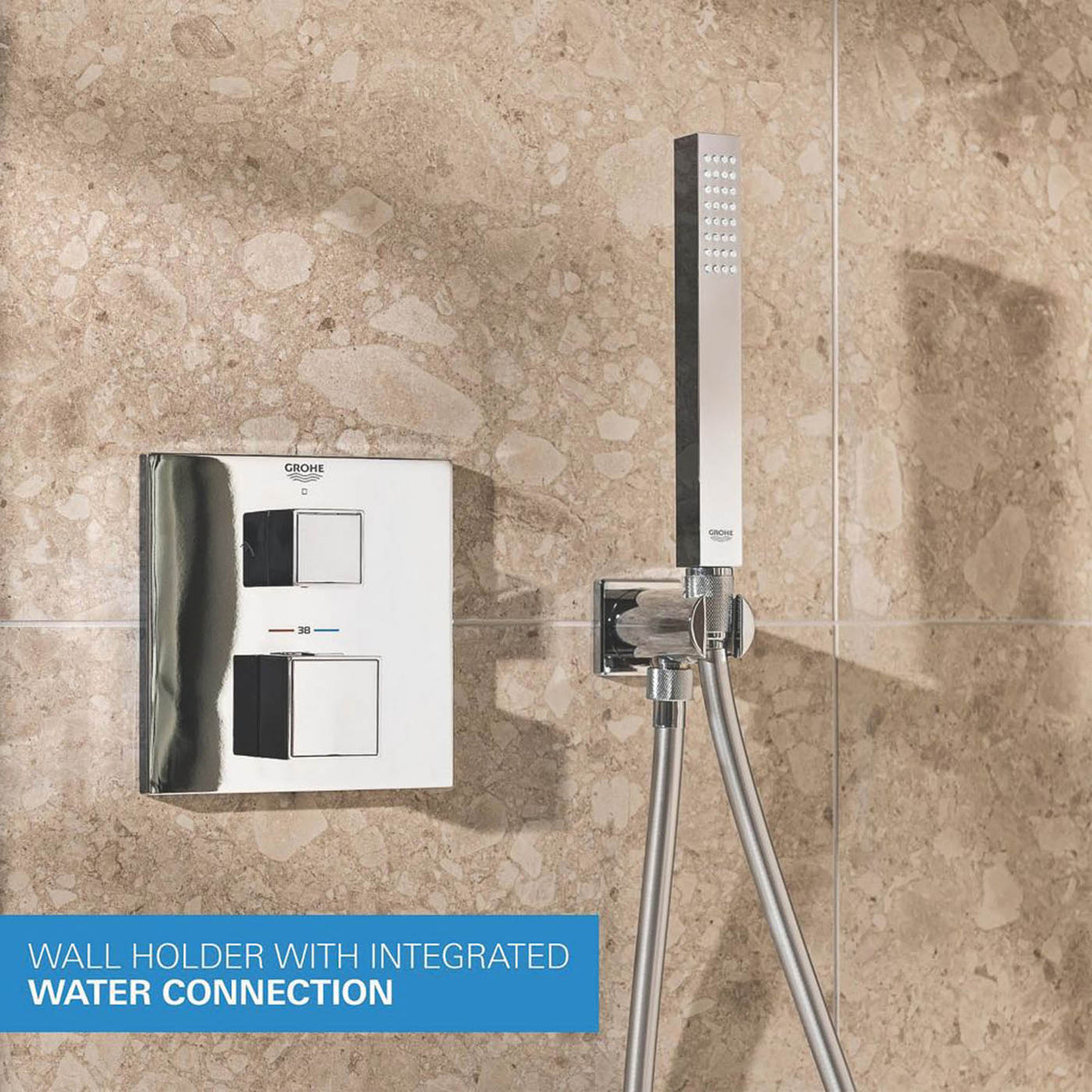 Grohe Concealed Shower Mixer System Precision 310 Cube HP Square Rear-Fed Chrome - Image 5
