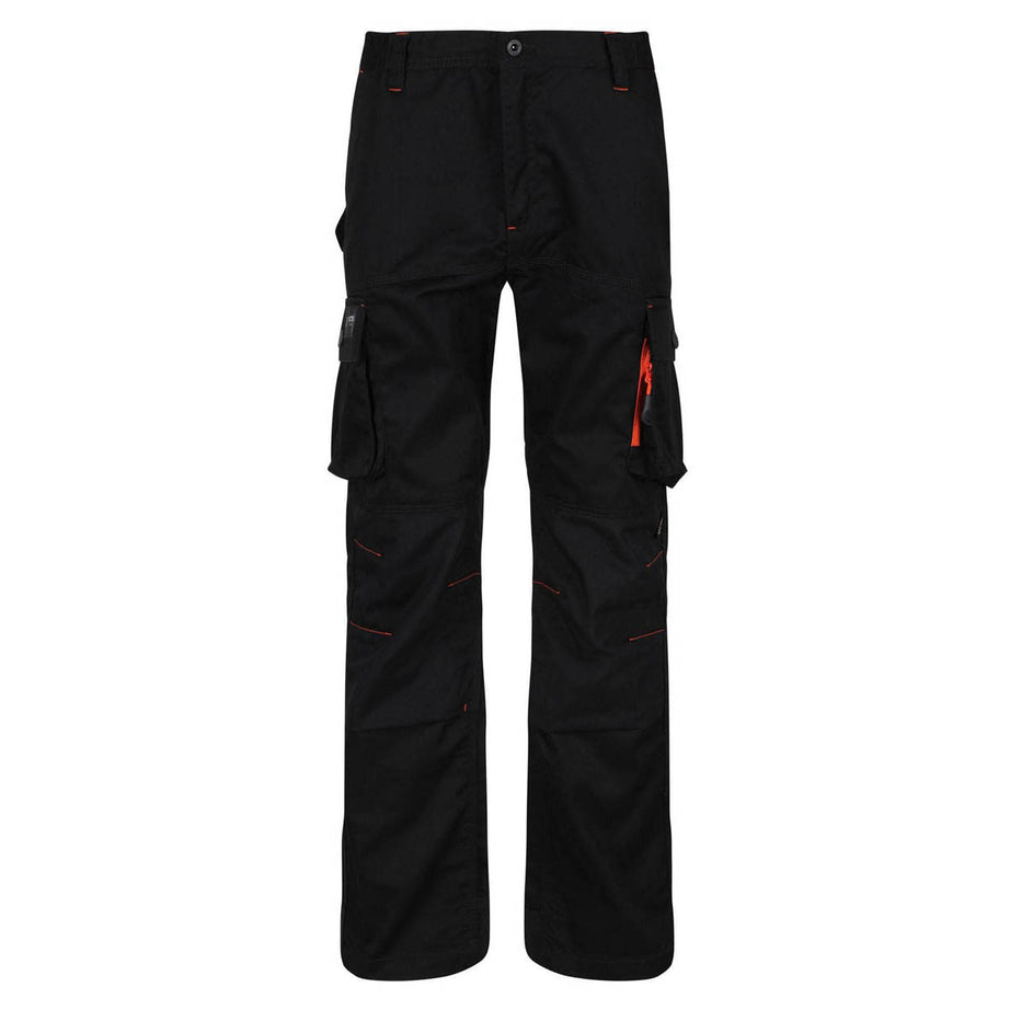 Mens Work Trousers Cargo Black Multi Pockets Comfort Part-Elasticated Waist 36" - Image 1