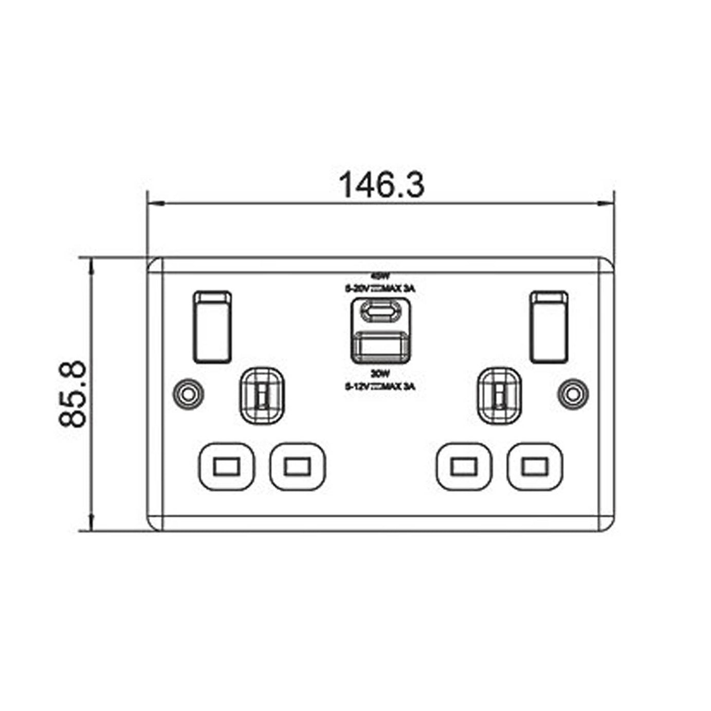 LAP 13A 2-Gang SP Switched Socket 3A 45W 2-Outlet USB Charger Antique Brass - Image 7