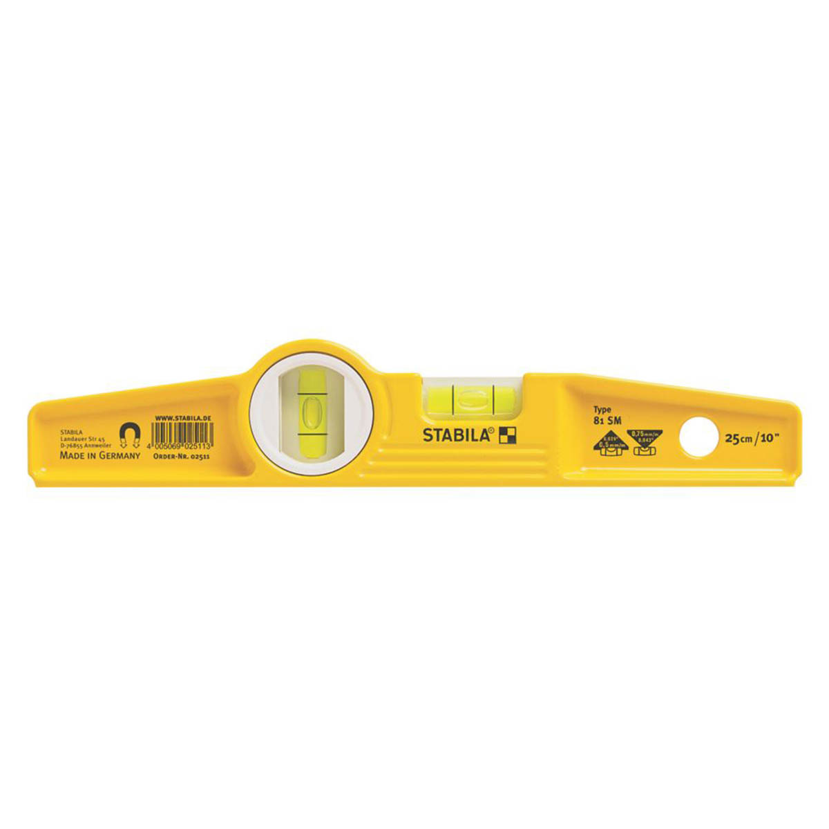 Stabila Scaffold Spirit Level Boat Magnetic Aluminium Frame Yellow 250mm - Image 3