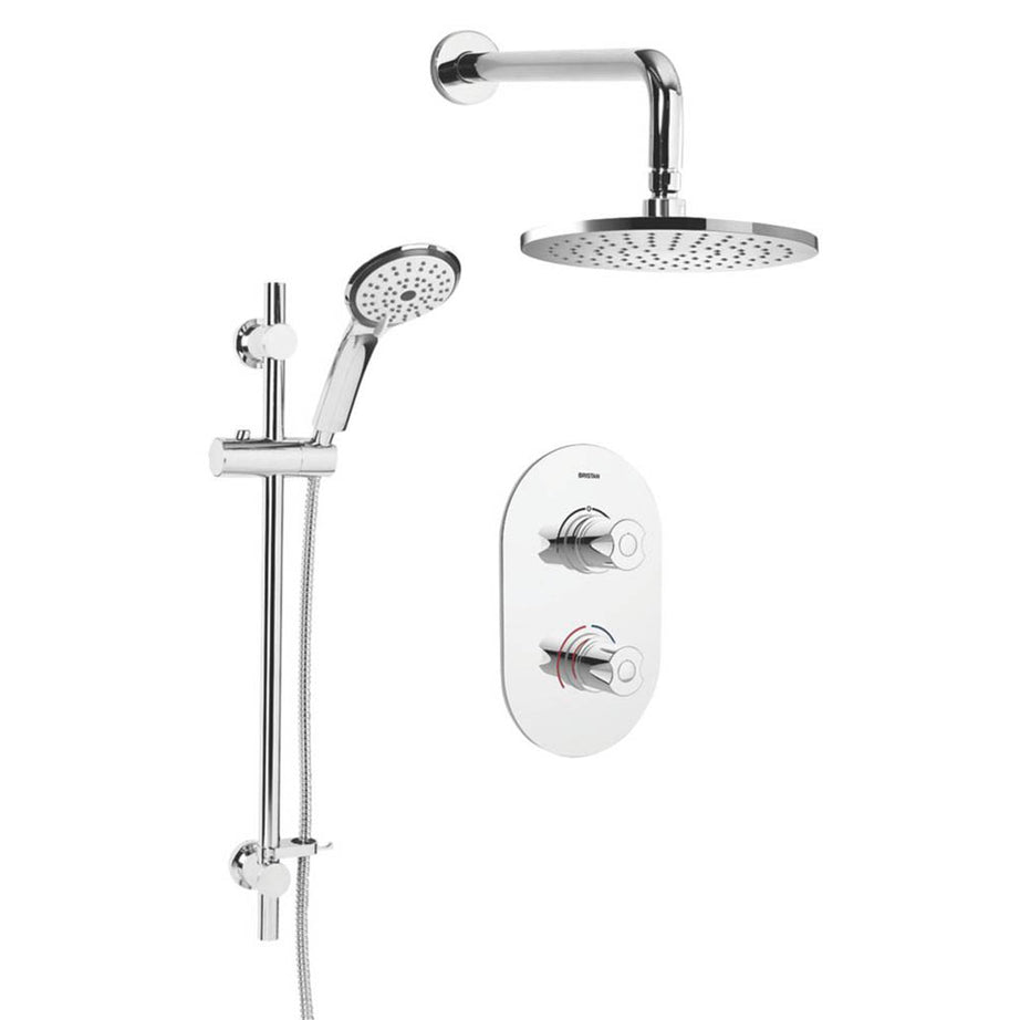 Bristan Thermostatic Mixer Shower Chrome Concealed 3 Spray Pattern Dual Head - Image 1