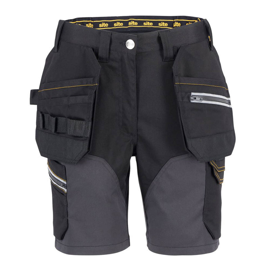 Site Womens Work Shorts Kilani Stretch Black Grey Multi Pockets Size 18 - Image 4