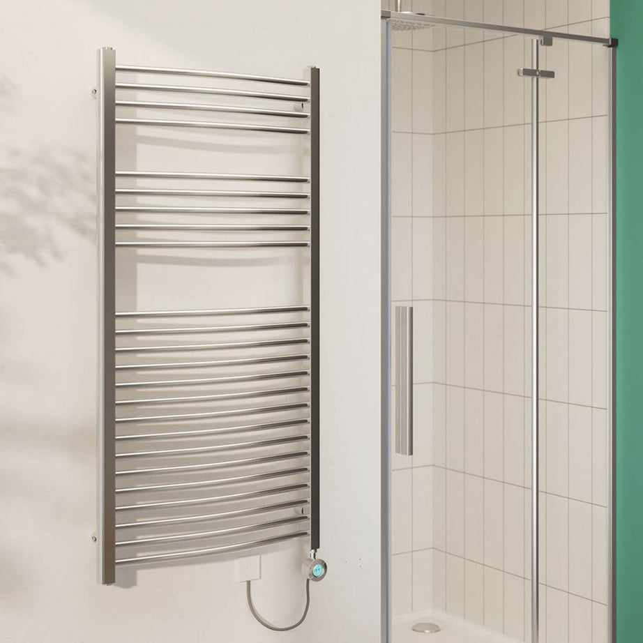 Flomasta Electric Towel Rail Radiator Curved Bathroom Warmer (H)120x(W)60cm - Image 2