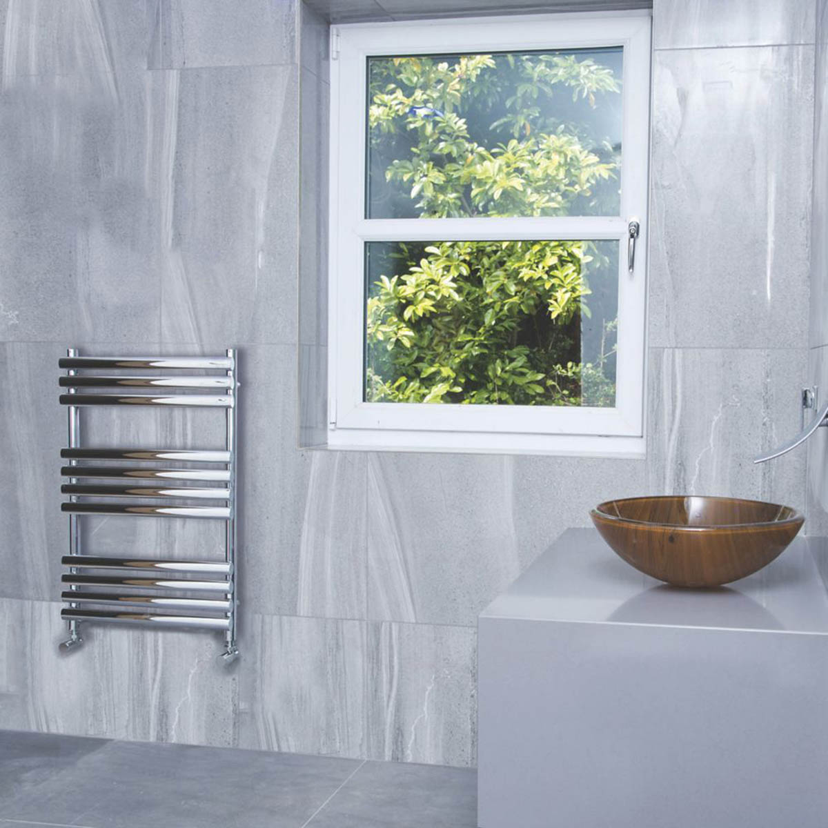 Towel Rail Radiator Chrome Flat Bathroom Warmer Ladder Modern (H)80x(W)50cm - Image 2