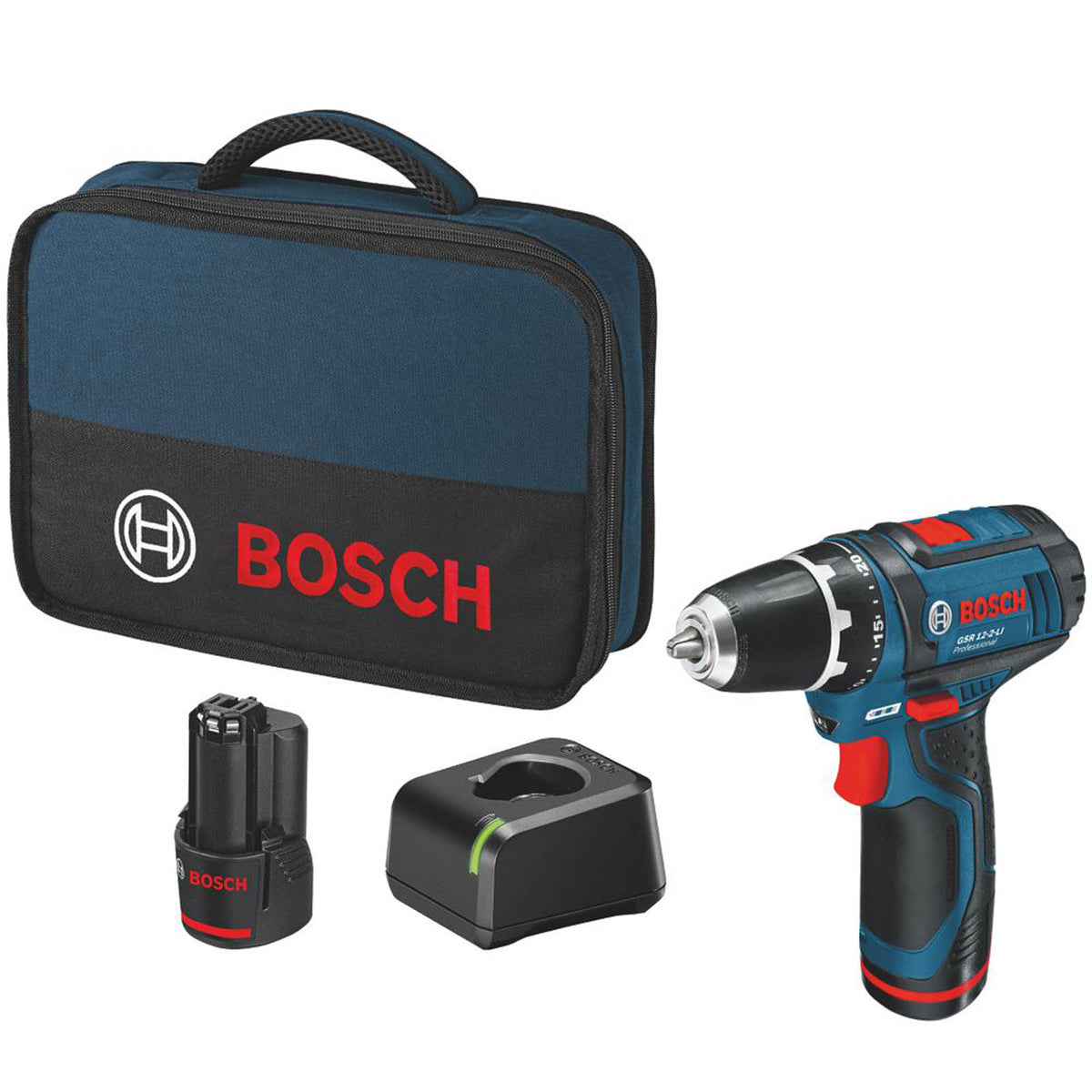 Bosch Drill Driver Cordless 12V 2x2.0Ah Li-Ion GSR 12V-15 Professional Soft Grip - Image 2