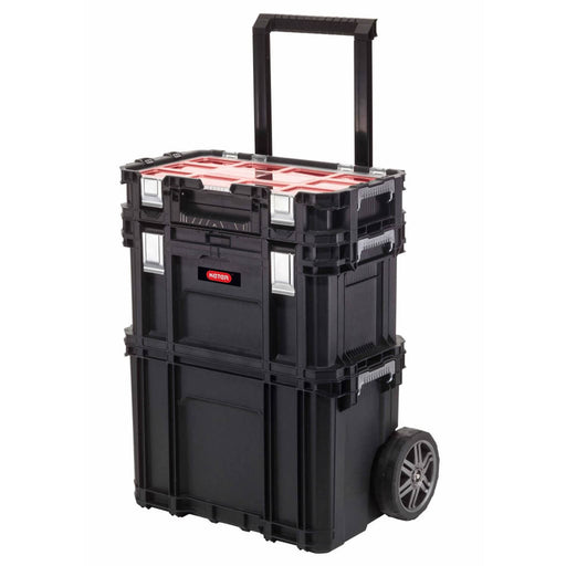 Tool Storage Box Modular Connect Trolley and Rolling System Black Wheeled 3in1 - Image 1