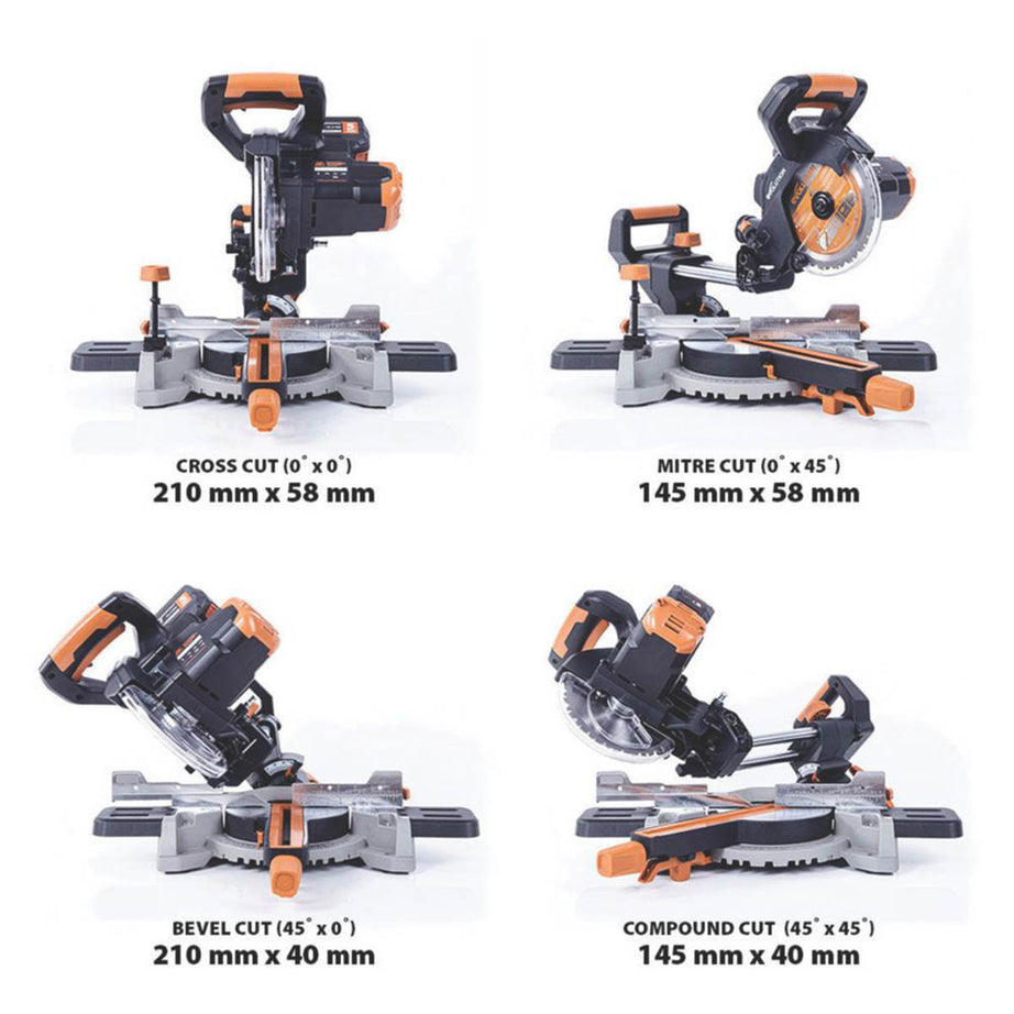 Evolution Sliding Mitre Saw Cordless R255SMS-DB-Li 255mm 36V Li-Ion - Body Only - Image 2