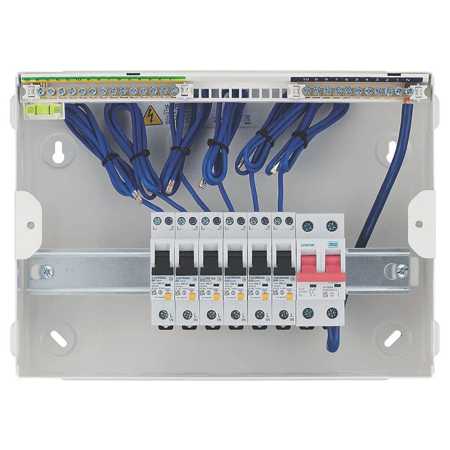 British General Consumer Unit Fuse Box 6 Way Populated Steel 12 Module RCD 230V - Image 2