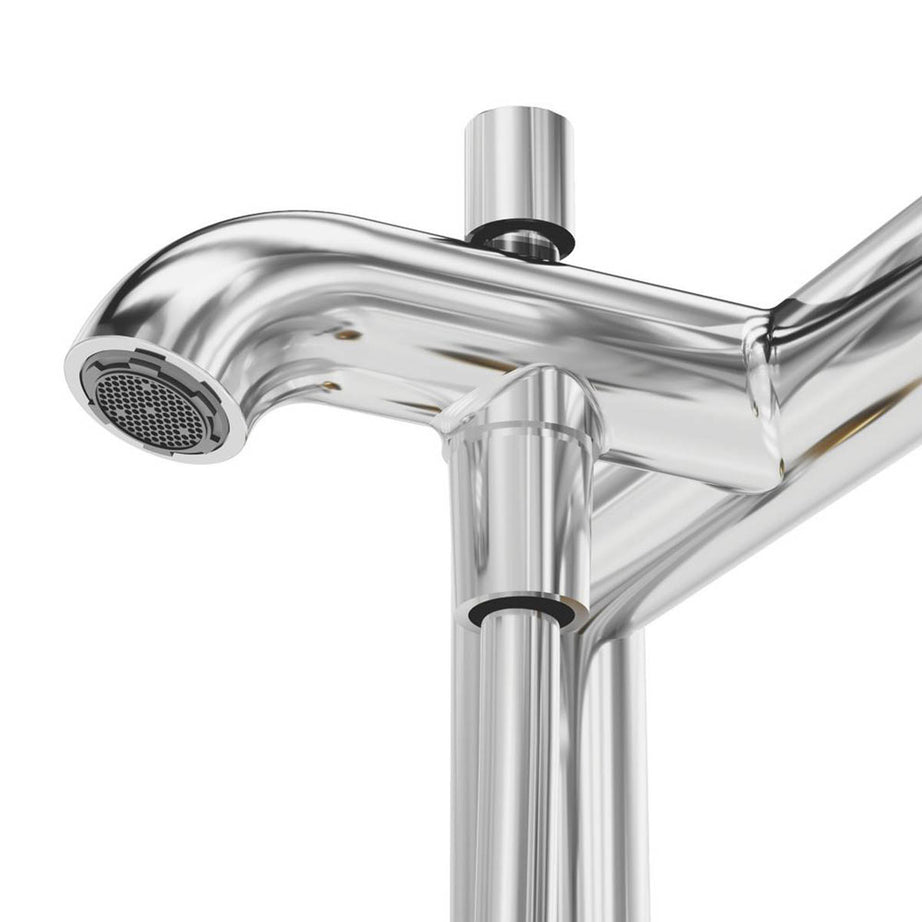 Swirl Shower Mixer Tap Chrome Brass Dual Control Round Deck Mounted Modern 185mm - Image 4