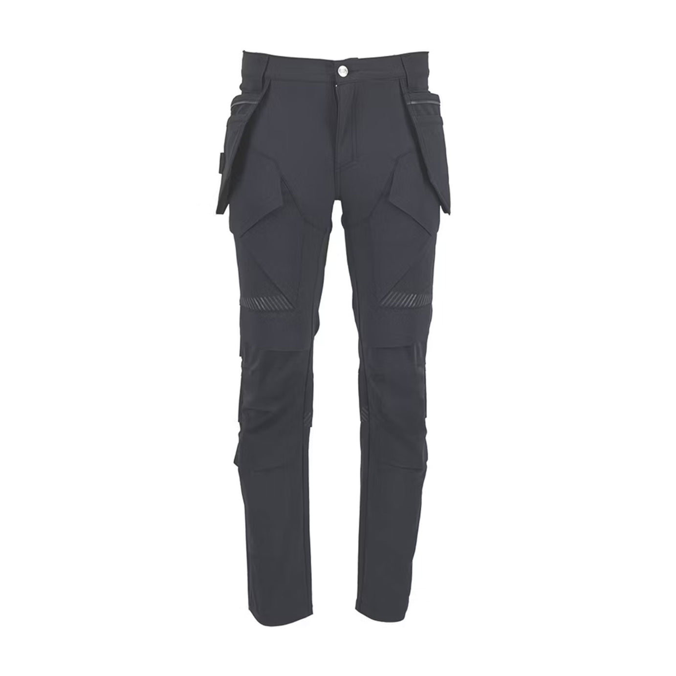 Site Work Trousers Mens Slim Fit Black Stretch Breathable Multi Pockets 36W 34L - Image 1
