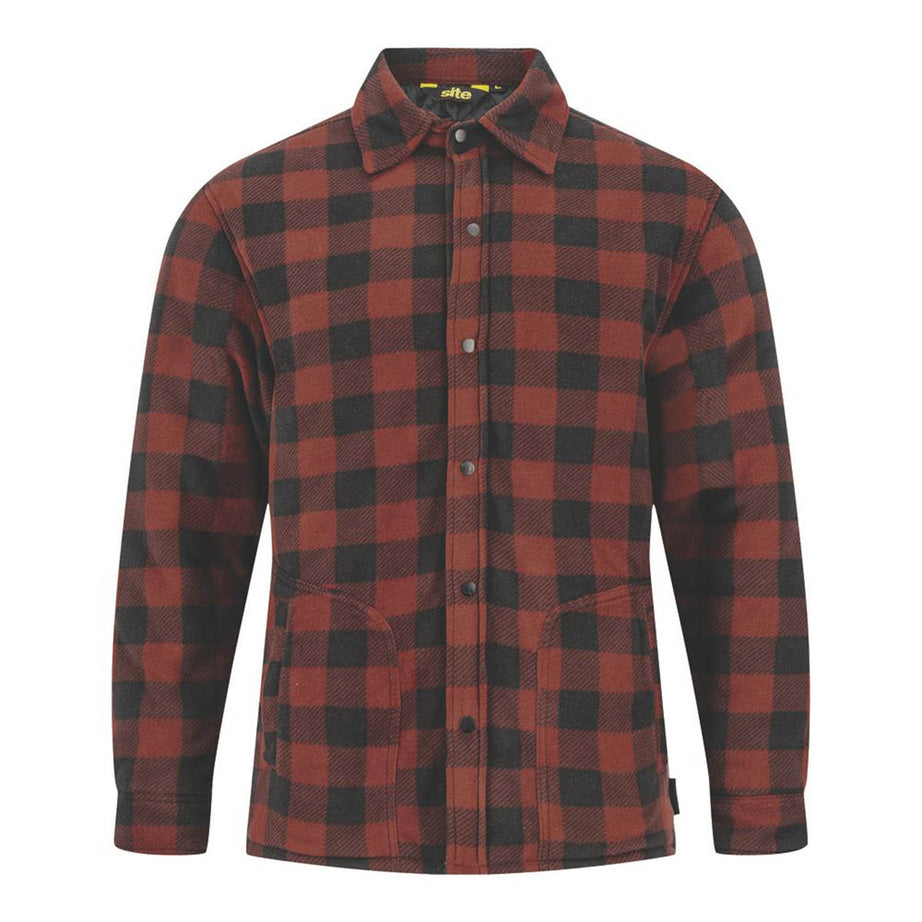 Site Shirt Mens Fleece Jacket Long Sleeve 2 Pockets Red Black Large 50" Chest - Image 2