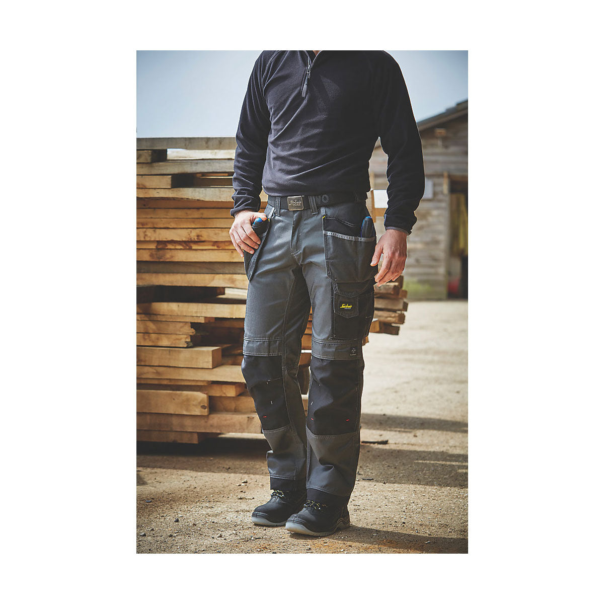 Snickers Work Trousers Mens Relaxed Fit Grey Black Multi Pockets Cargo 35"W 32"L - Image 2