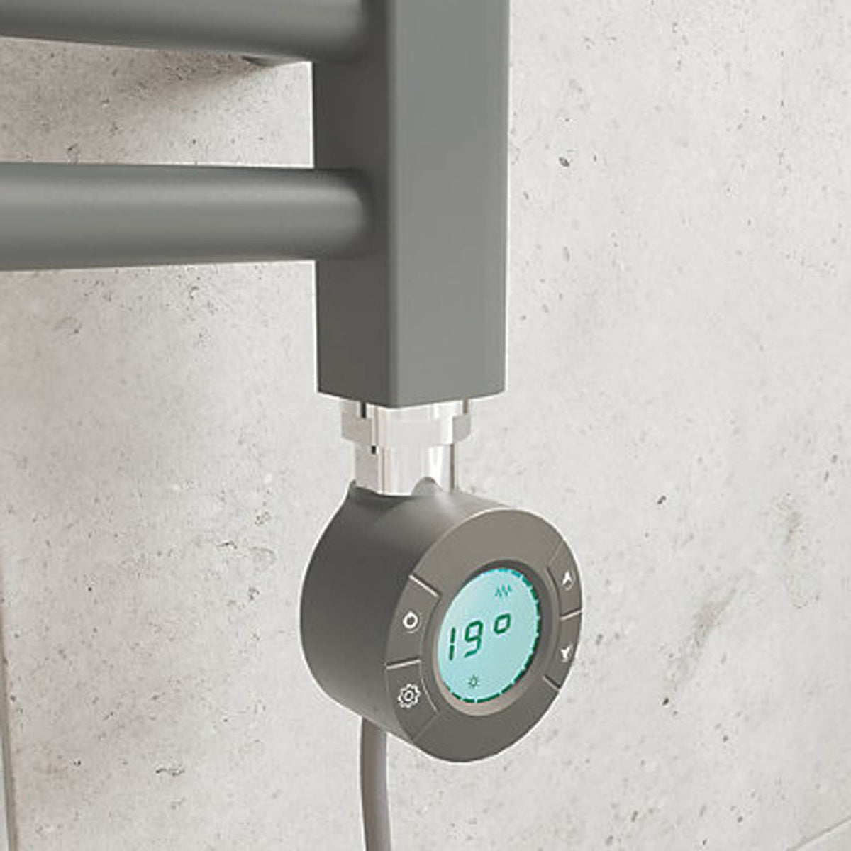 Flomasta Electric Towel Rail Radiator Anthracite Flat Bathroom Warmer 80x50cm - Image 3