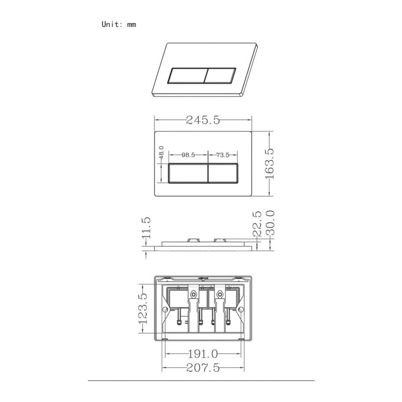 Flushing Plate Dual Water-Saving Low Volume Flush Rectangular  Brushed Brass - Image 4