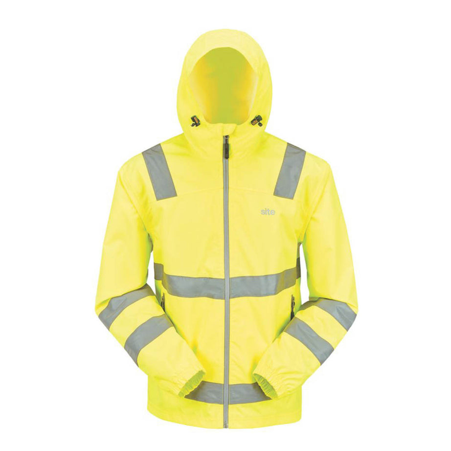 Site Hi-Vis Jacket Mens Yellow Waterproof Safety Lightweight 2XL 54" Chest - Image 1