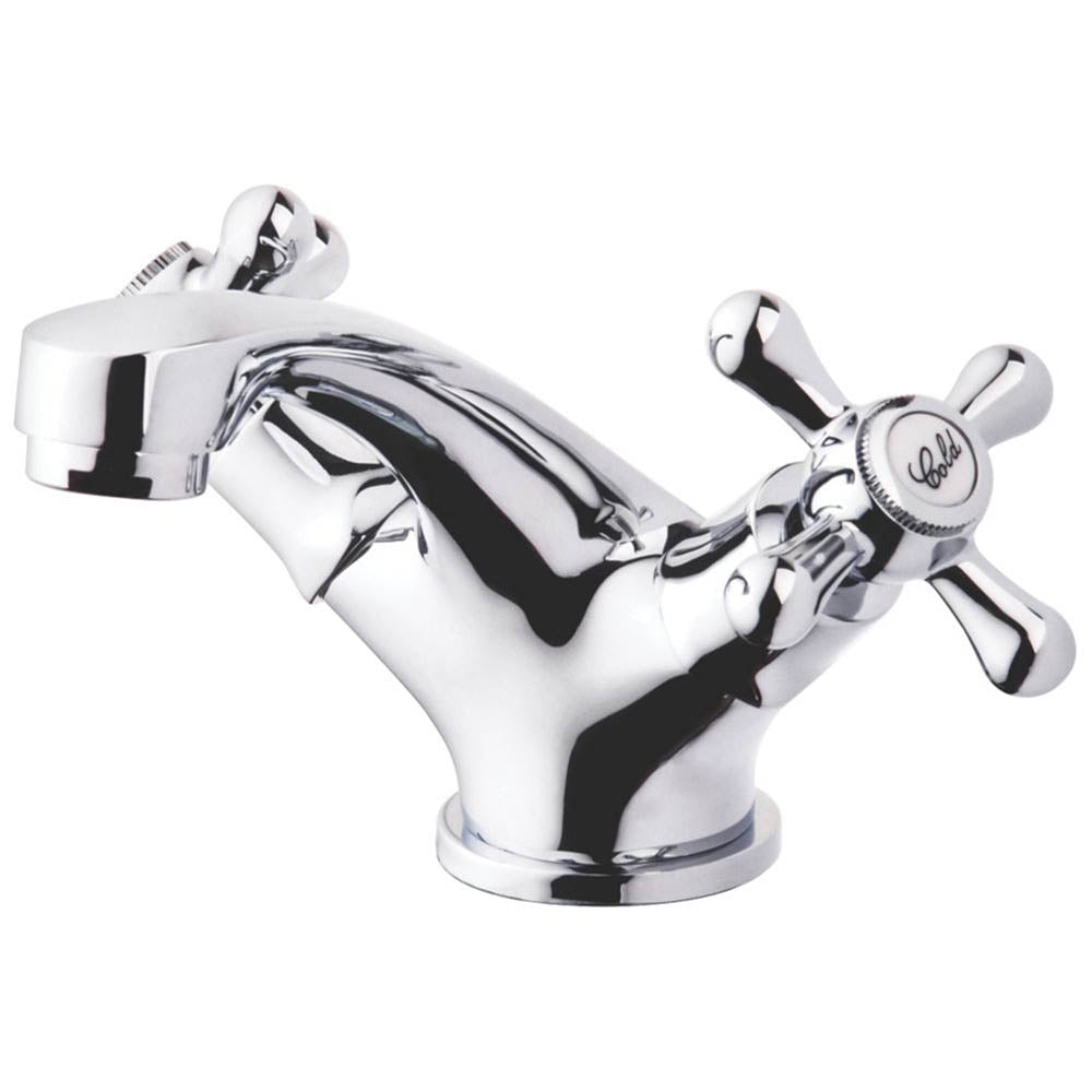 Swirl Bathroom Basin Tap Mono Mixer Chrome Double Lever Clicker Waste Faucet - Image 1